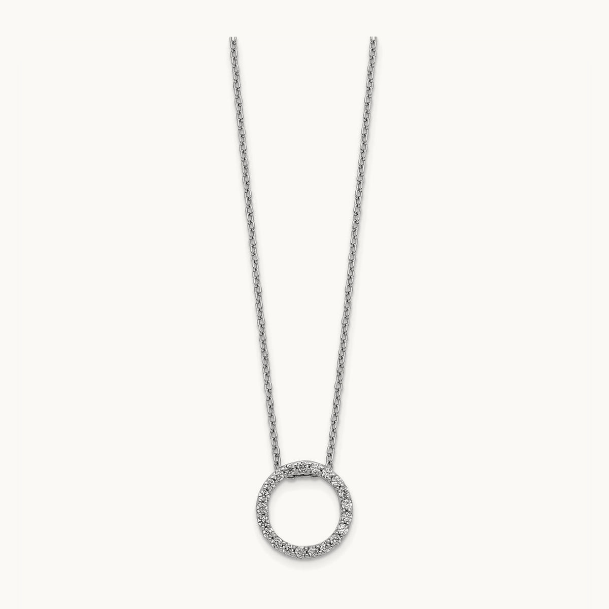 Diamond Circle 18 inch Necklace, 14K White Gold