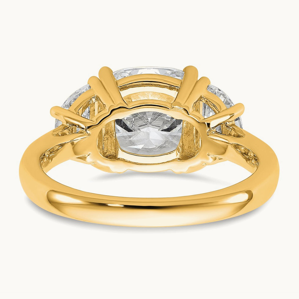Half Moon & Cushion Semi-Mount Engagement Ring, 0.25-1.00 ct tw Lab-Grown Diamond — 1 ct, 14K Yellow Gold