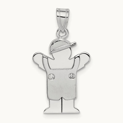 AA Diamond Kid Pendant, 14K White Gold