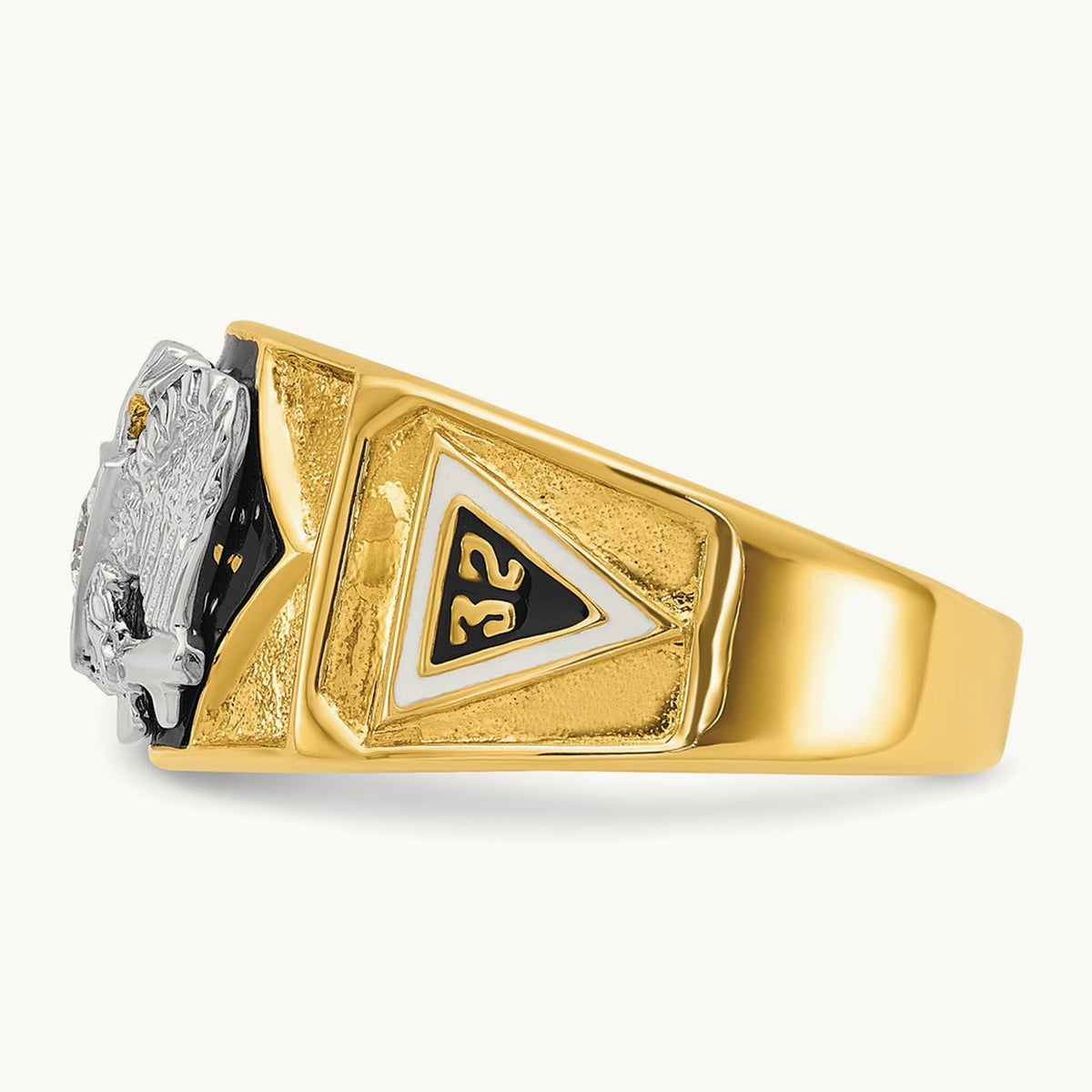 14ktt IBGoodman Men's Enameled & Dia 32nd Scottish Rite Masonic Ring
