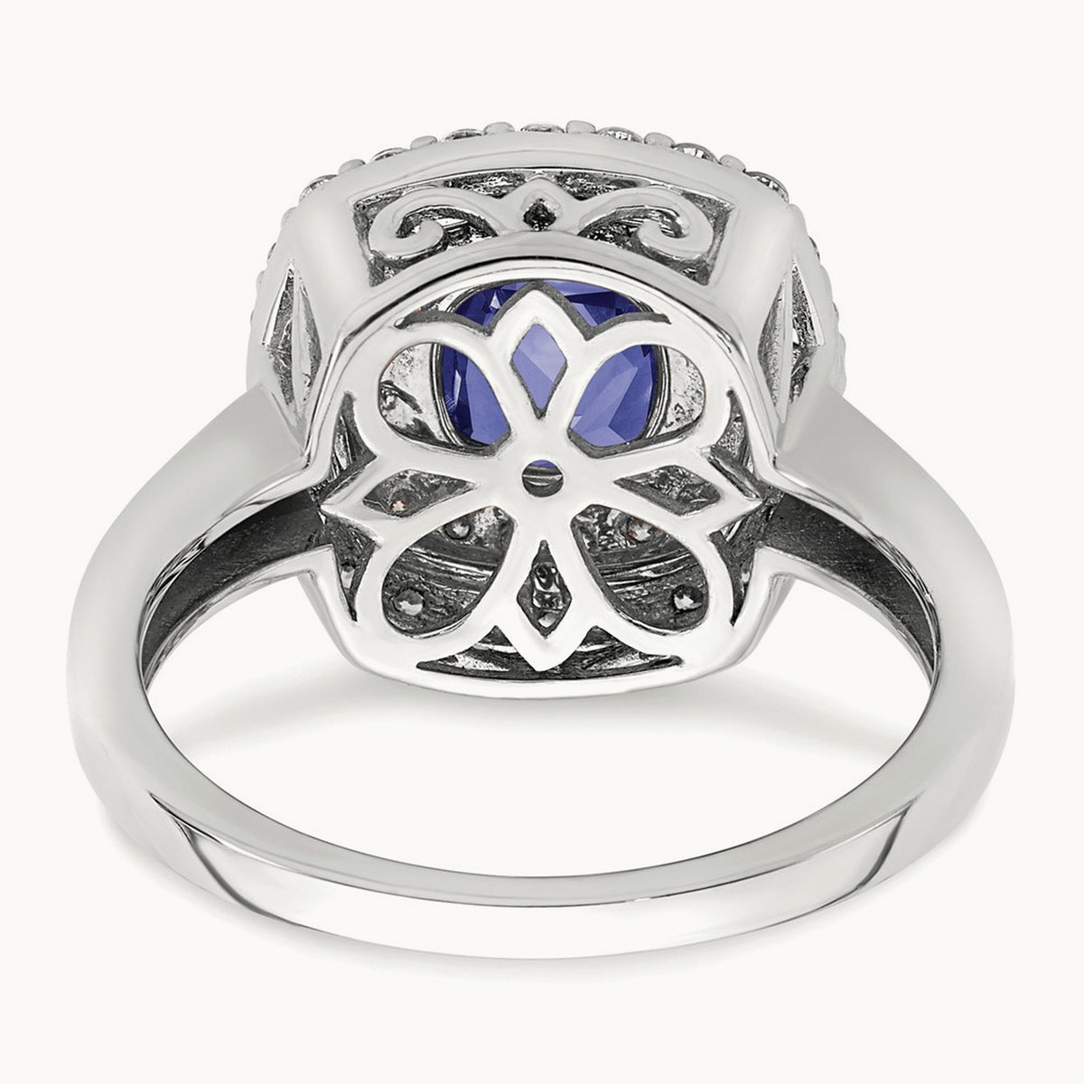 Created Blue Sapphire Ring, 0.50 ct tw Lab-Grown Diamond