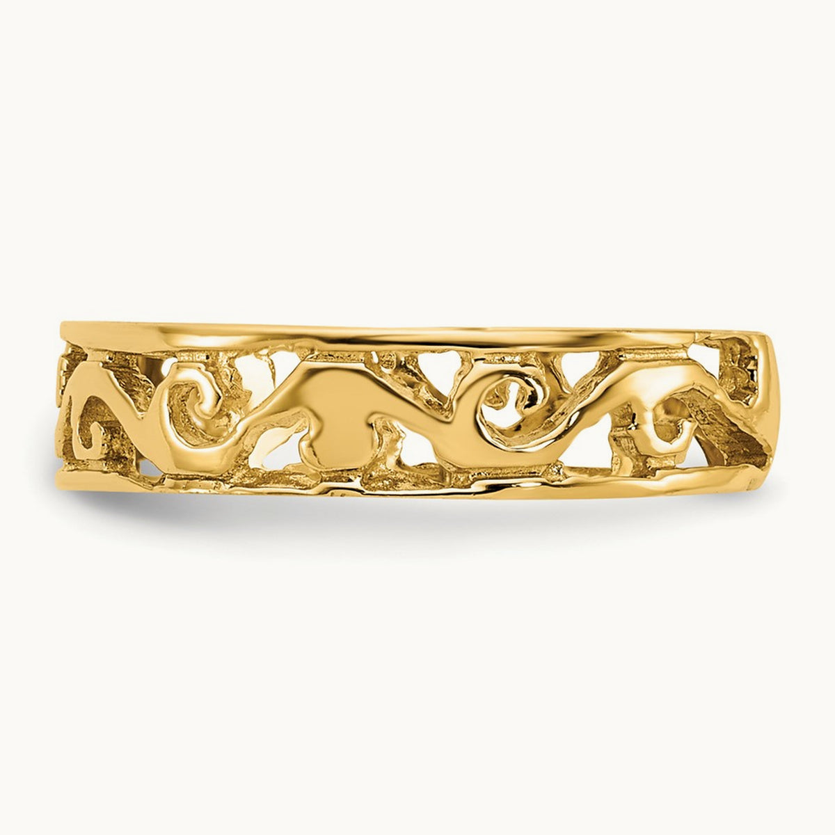 Polished and Diamond-cut Toe Ring, 14K