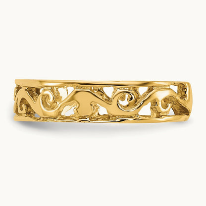 Polished and Diamond-cut Toe Ring, 14K