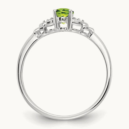 Peridot and Diamond Ring, 14K White Gold