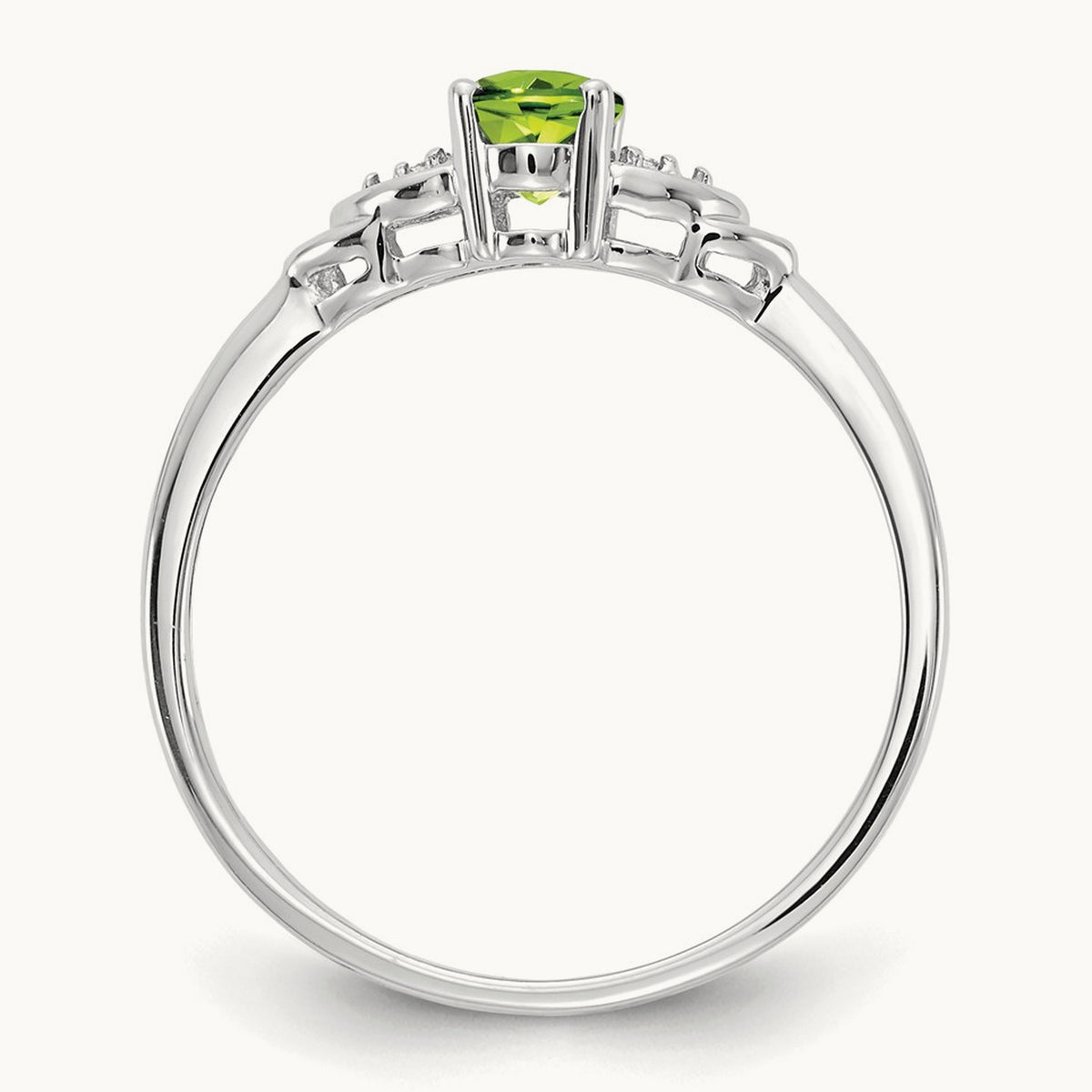 Peridot and Diamond Ring, 14K White Gold