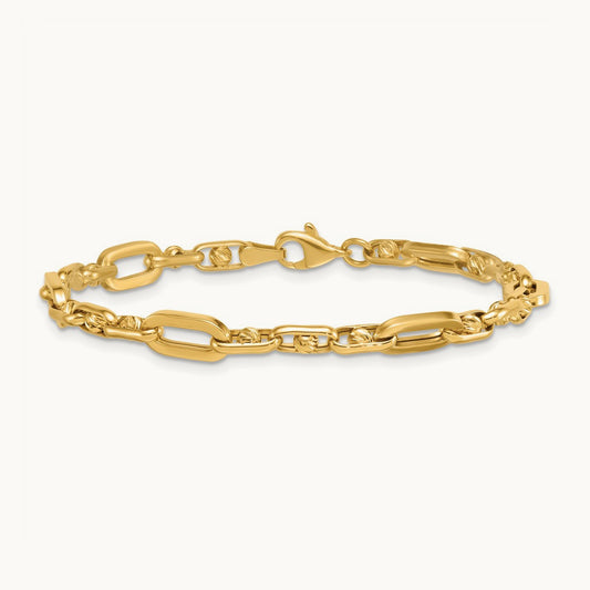 Polished Fancy Open Link 7.25in Bracelet, 14K