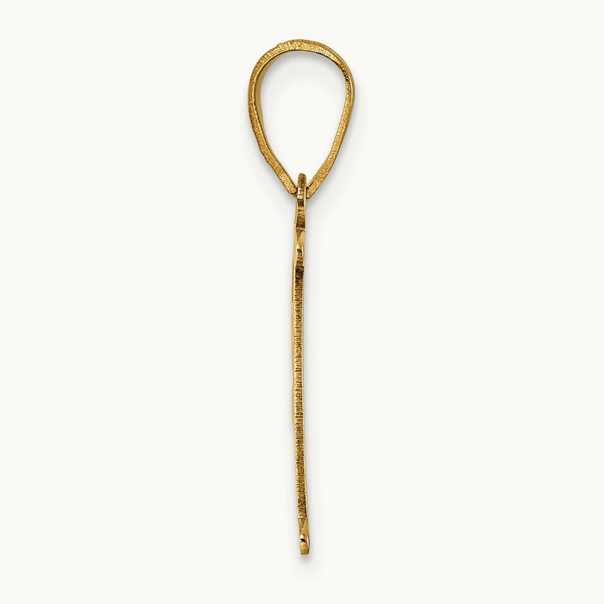 Polished Etched Letter F Initial Pendant, 14K