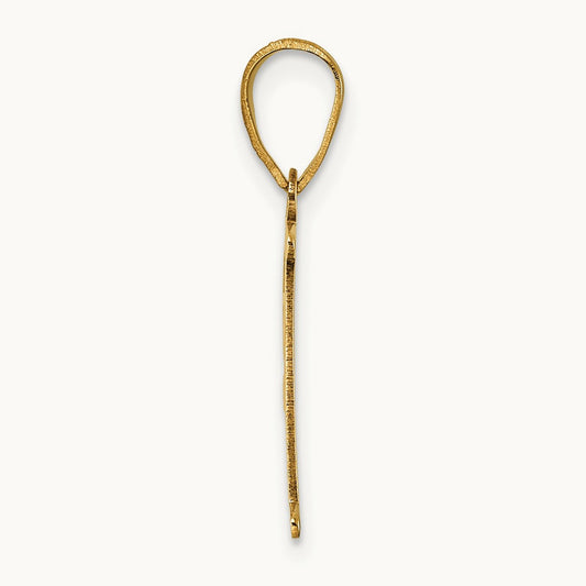 Polished Etched Letter F Initial Pendant, 14K