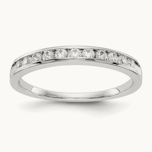 11-Stone Diamond Channel Band, 14K White Gold