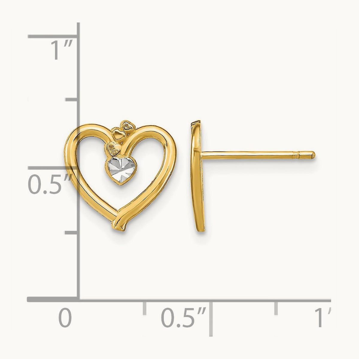 w/ D/C Heart Post Earrings — 10mm