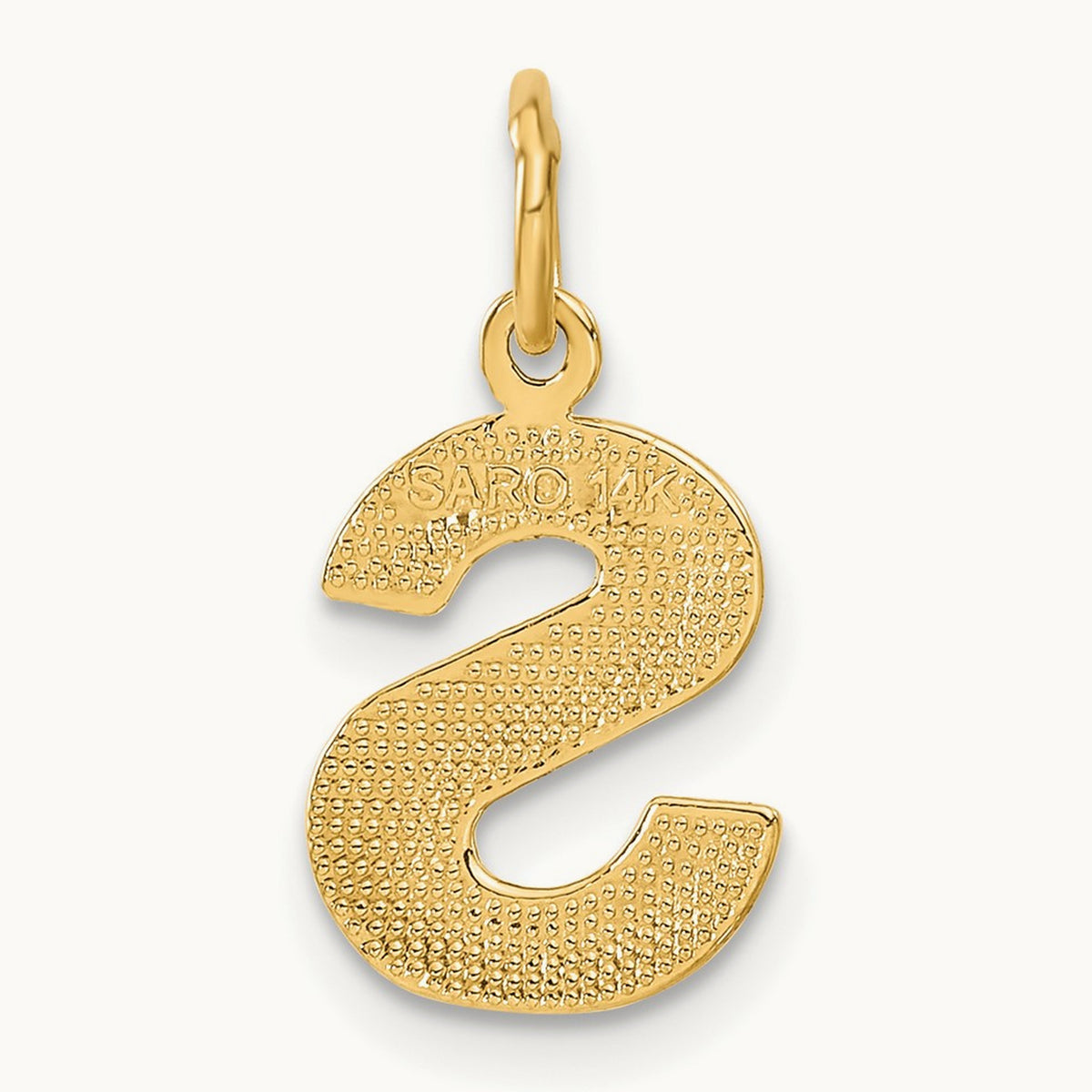 Satin Diamond-cut Initial Charm — 14K Yellow Gold, S