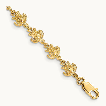Polished and Textured Turtle Bracelet, 14K Gold