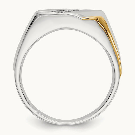 Diamond Mens Ring, 14K Two-tone Gold