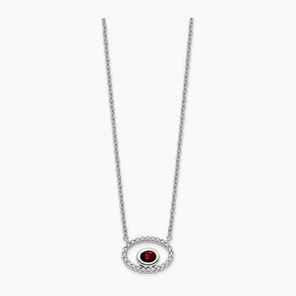 Oval Garnet and Diamond 18in. Necklace, 14K White Gold
