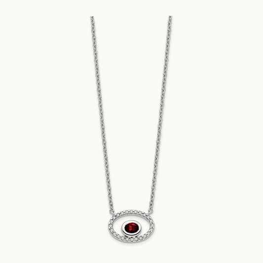 Oval Garnet and Diamond 18in. Necklace, 14K White Gold