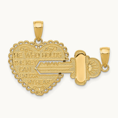 Polished 2 Piece Break Apart HE WHO HOLDS THE KEY Charms, 14K