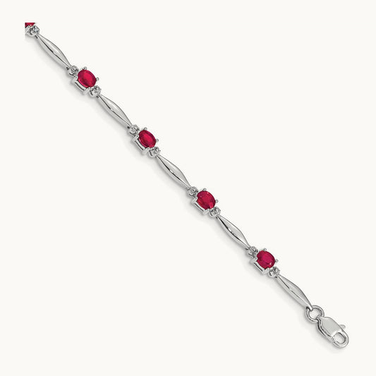 Diamond and Ruby Bracelet, 14K White Gold