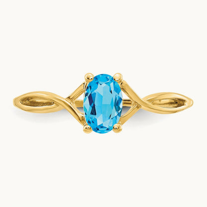 Blue Topaz Birthstone Ring, 14K