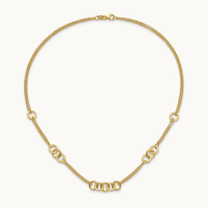 Polished 2-Strand Linked Circle Necklace, 14K