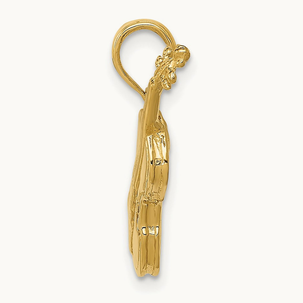 Polished Solid 3-D Violin Pendant — 14K Yellow Gold