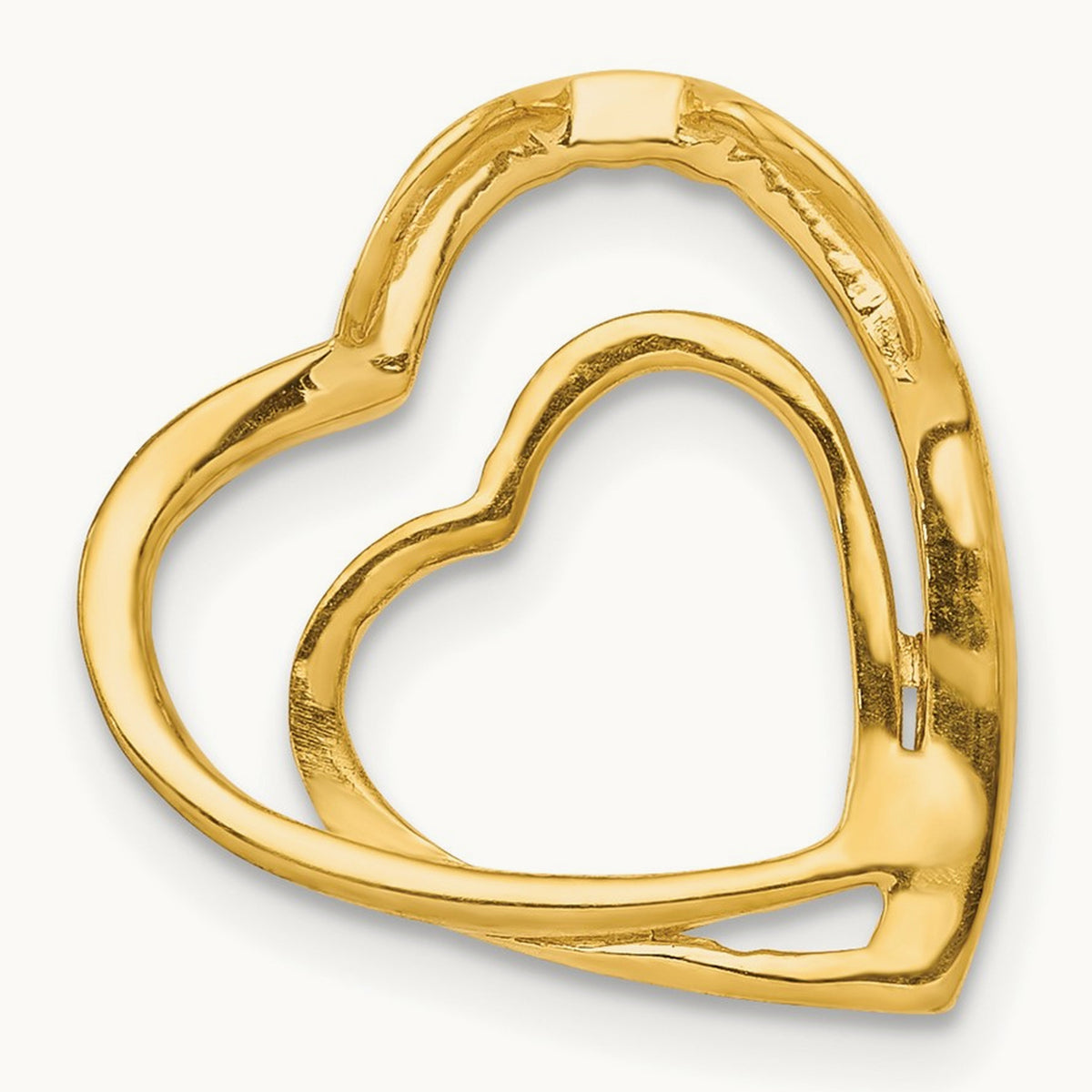 .01ct. Diamond Double Heart Chain Slide, 14K with Rhodium