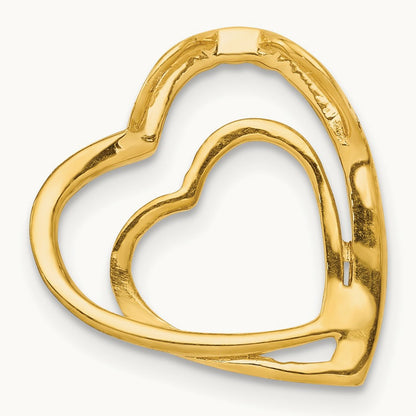 .01ct. Diamond Double Heart Chain Slide, 14K with Rhodium
