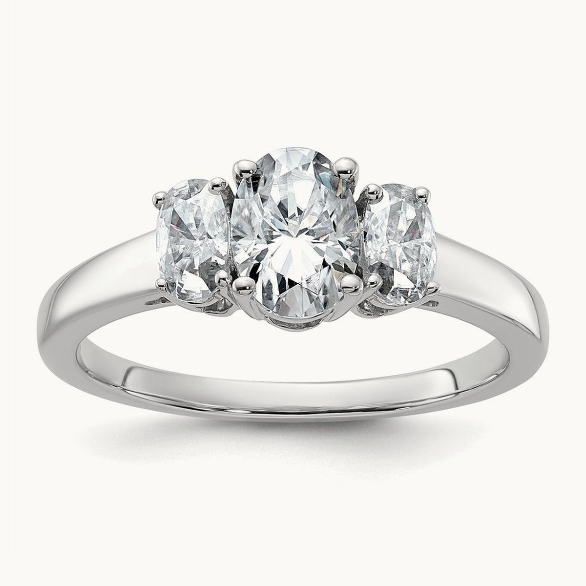 Oval 3 Stone Engagement Ring, 1.25-3.50 ct tw Lab-Grown Diamond — 1 1/3 ct, 14K White Gold