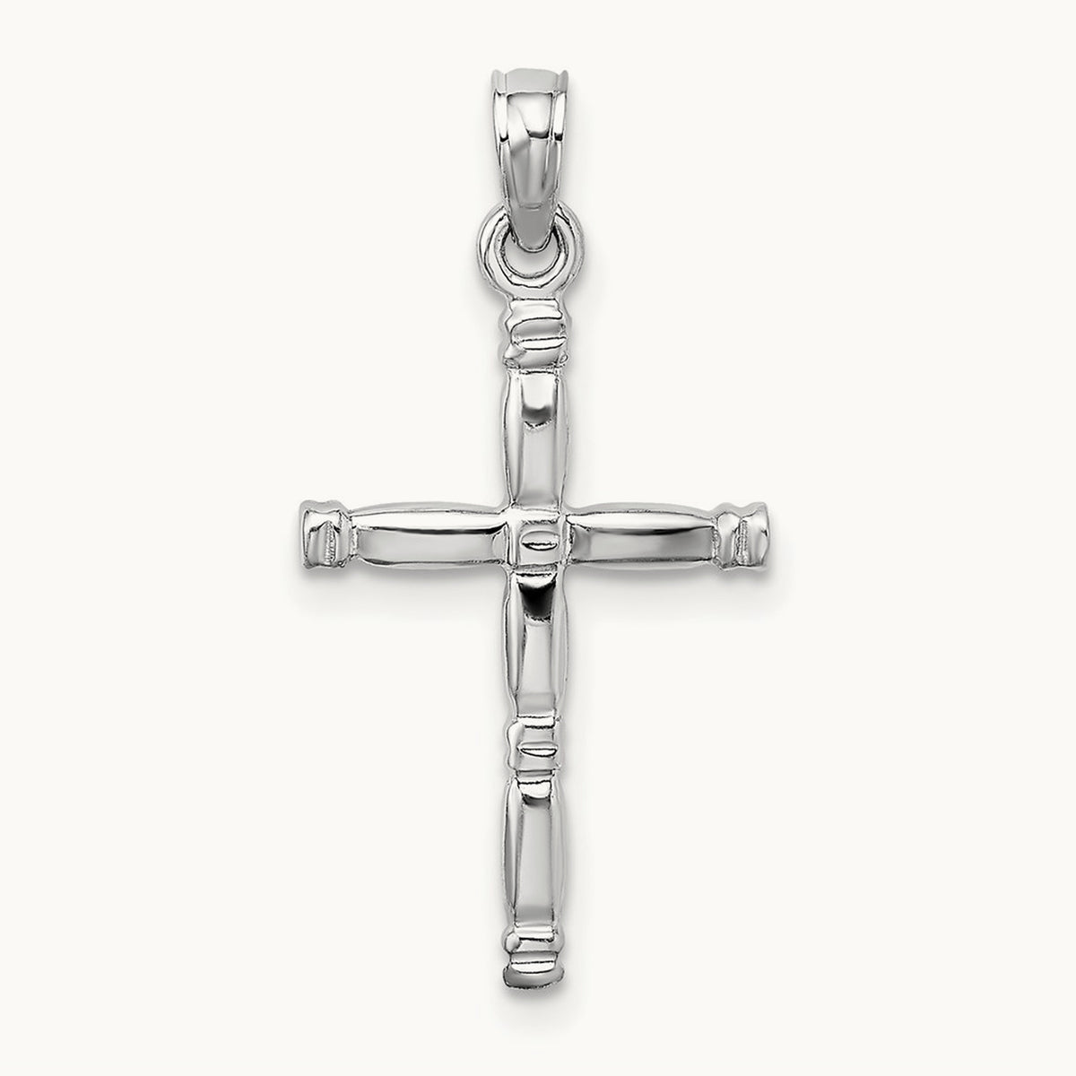3-D Polished Cross Charm — 14K White Gold