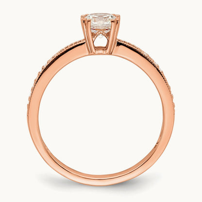 1/2ct Round Semi-Mount Engagement Dia Ring, 14K Rose Gold