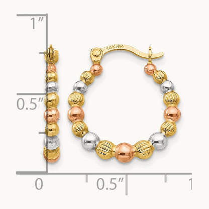 w/Rose and White Rhodium Madi K Beaded Hoop Earrings, 14K