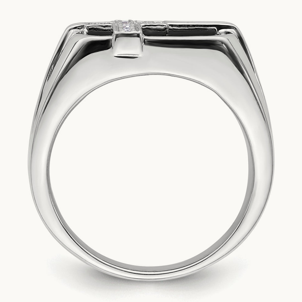 Onyx Cross Men's Ring, 0.05 ct tw Lab-Grown Diamond