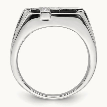 Onyx Cross Men's Ring, 0.05 ct tw Lab-Grown Diamond