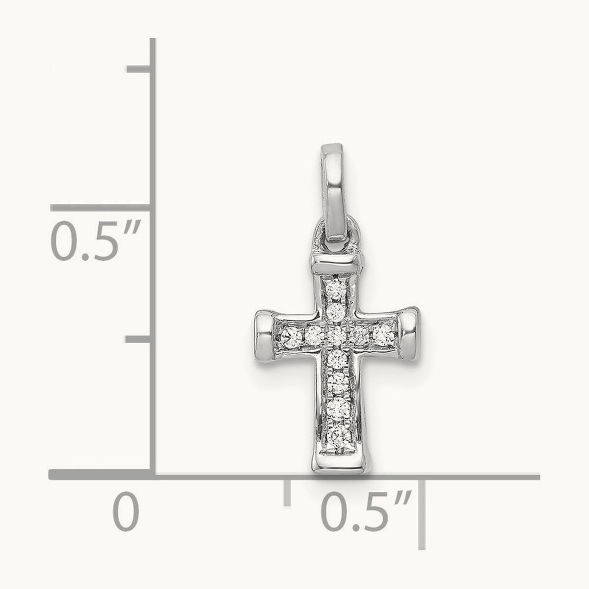 Small Diamond Latin Cross Pendant — 14K White Gold