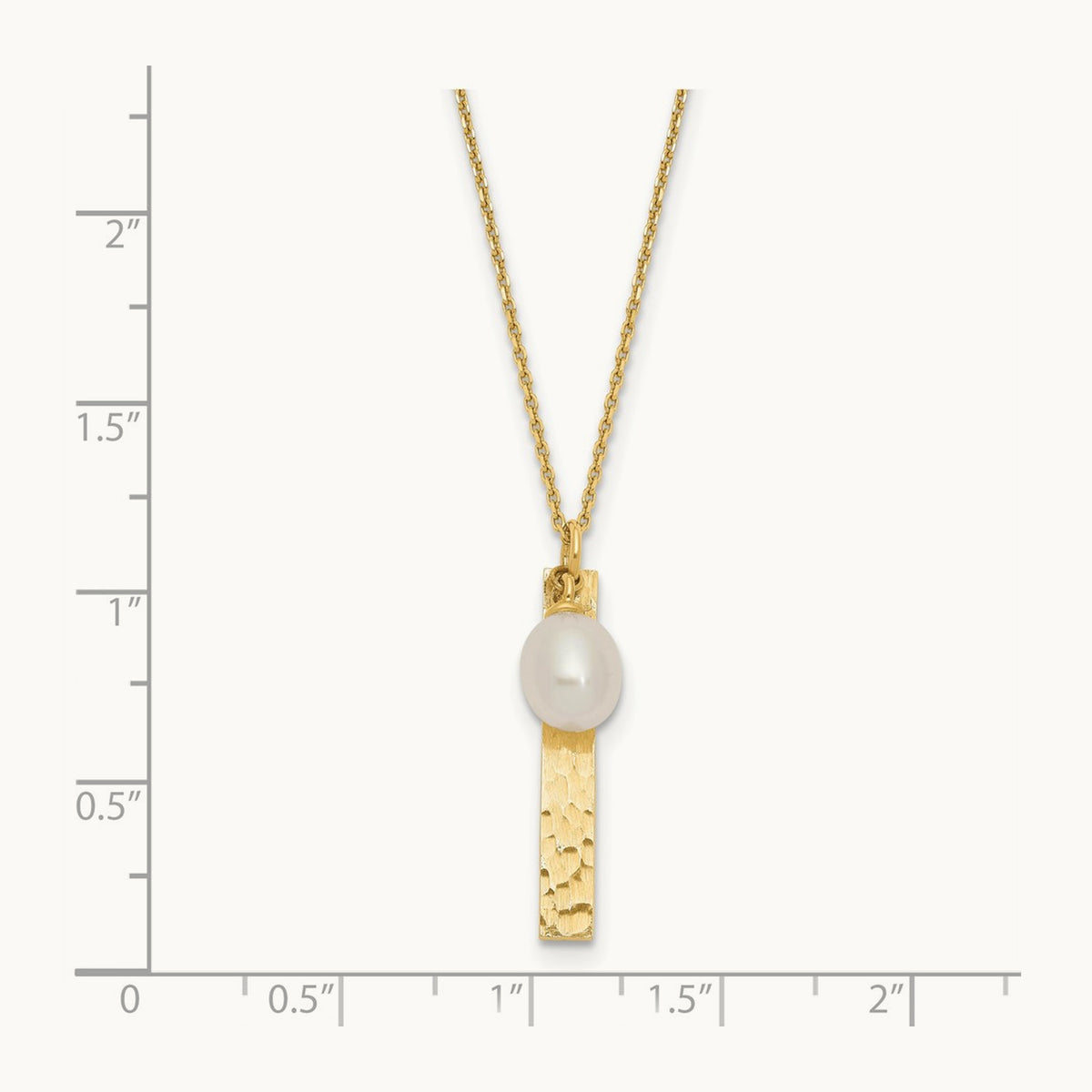 6- Rice White FWC Pearl Brushed Necklace, 7mm, 14K