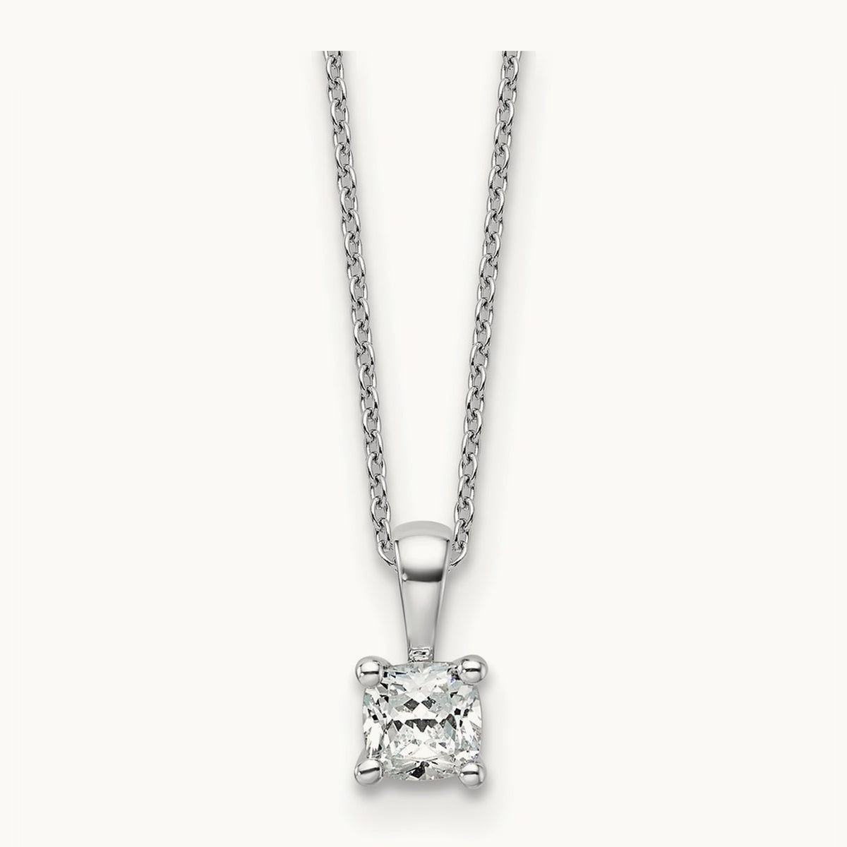 Cushion Pendant Necklace, 0.50-2.00 ct tw Lab-Grown Diamond — 1/2 ct, 14K White Gold