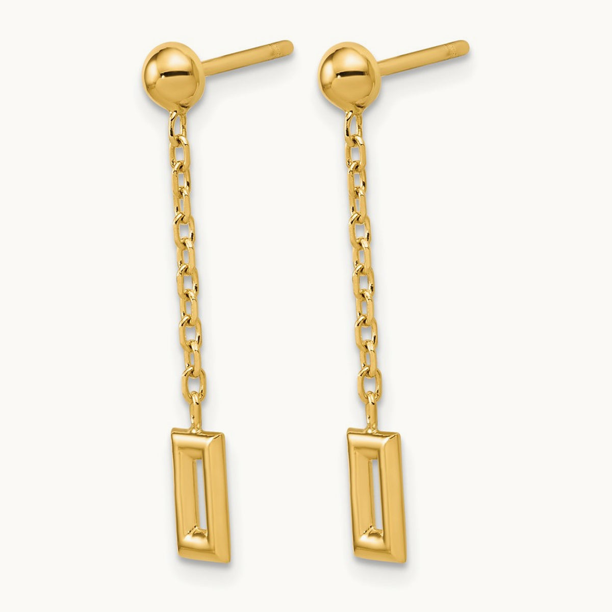 Polished Rectangle Dangle Post Earrings, 14K — Leslie's