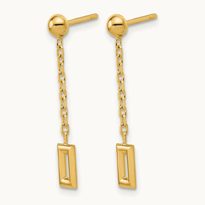 Polished Rectangle Dangle Post Earrings, 14K — Leslie's