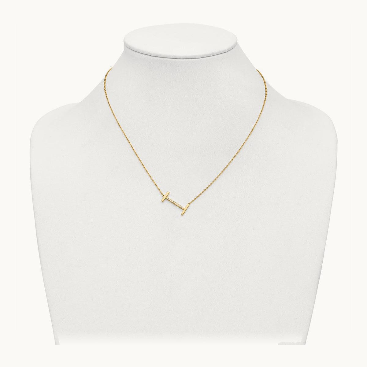 Sideways Diamond Necklace — 14K Yellow Gold, I