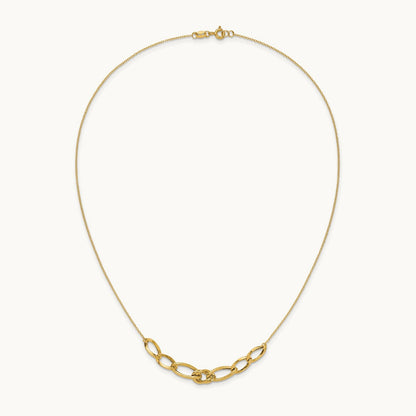 Polished and Textured Fancy Link Necklace, 14K