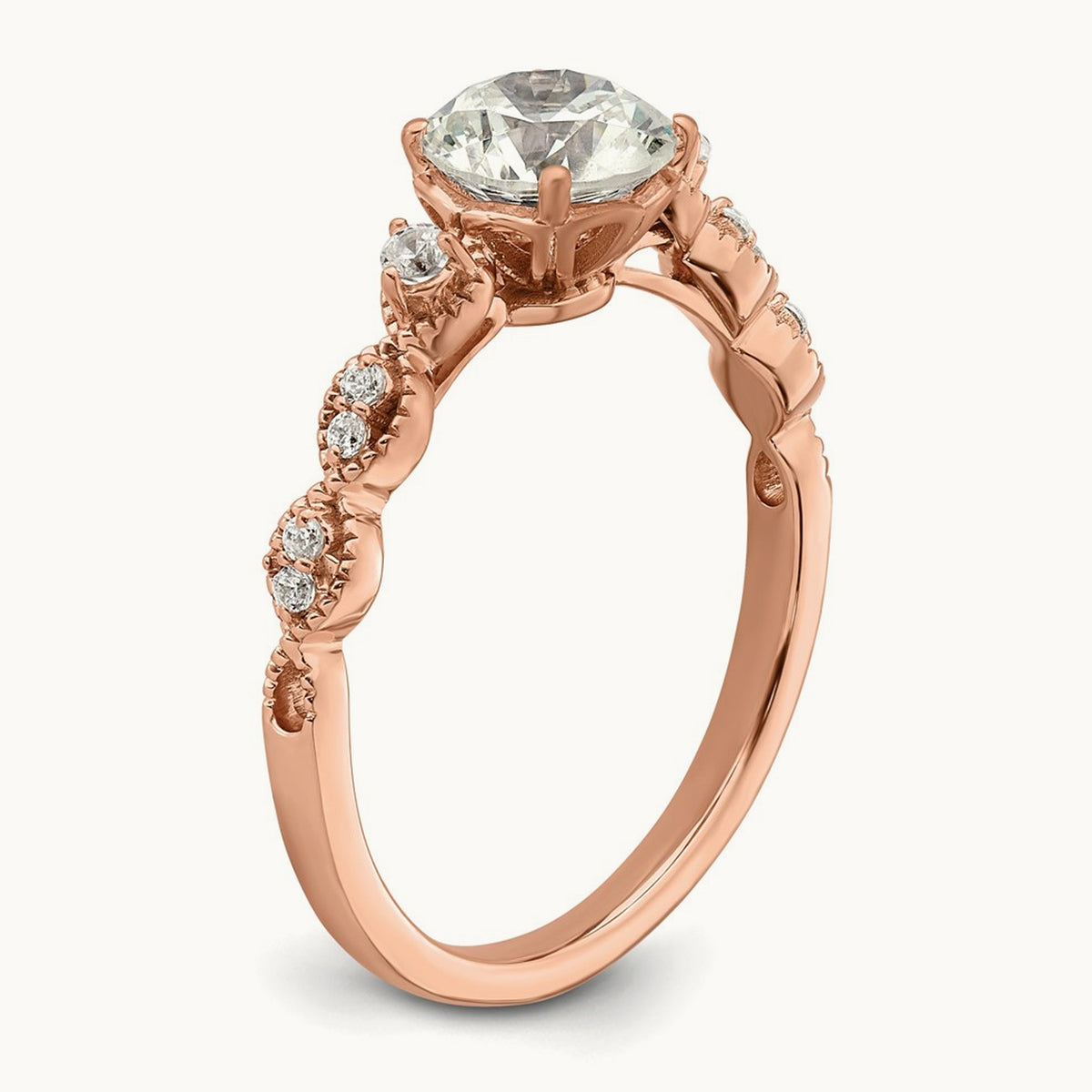 1ct Round Semi-Mount Engage Dia Ring, 14K Rose Gold