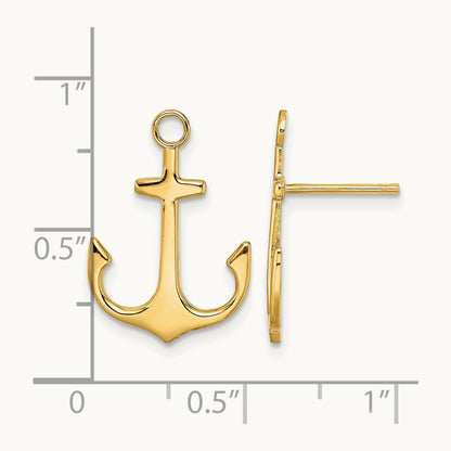 Polished 2-D Anchor Post Earrings, 14K