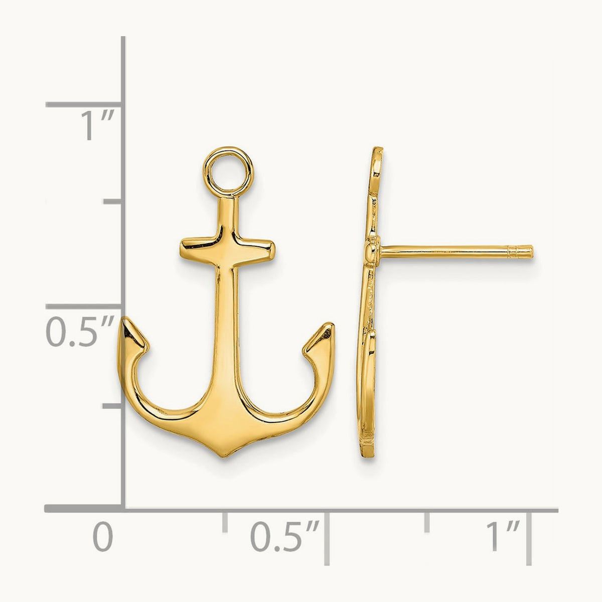 Polished 2-D Anchor Post Earrings, 14K