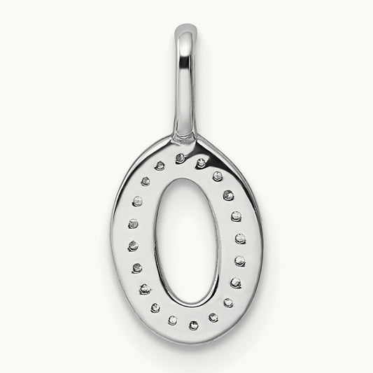Diamond Letter O Initial Pendant, 14K White Gold