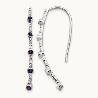 Diamond and Amethyst Earrings, 14K White Gold