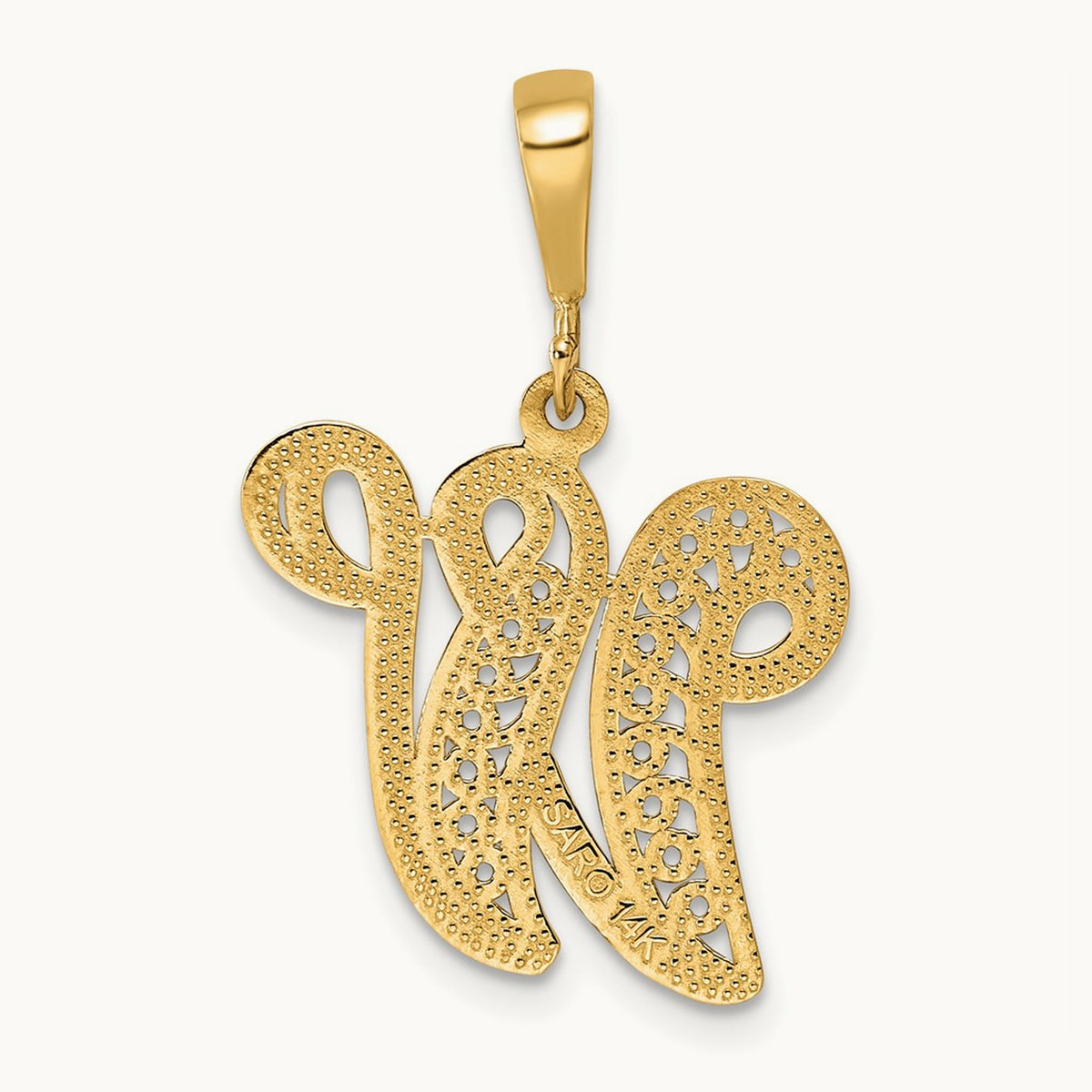 Polished Script Filigree Initial Pendant — W