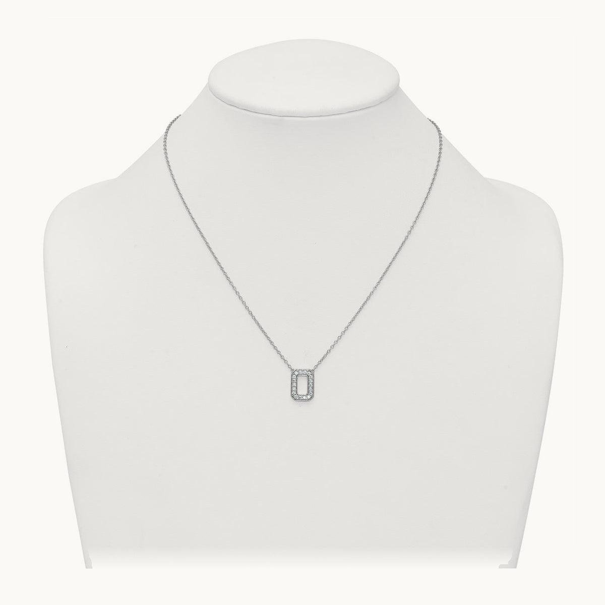 Initial Necklace — 14K White Gold, O, 1/3 ct