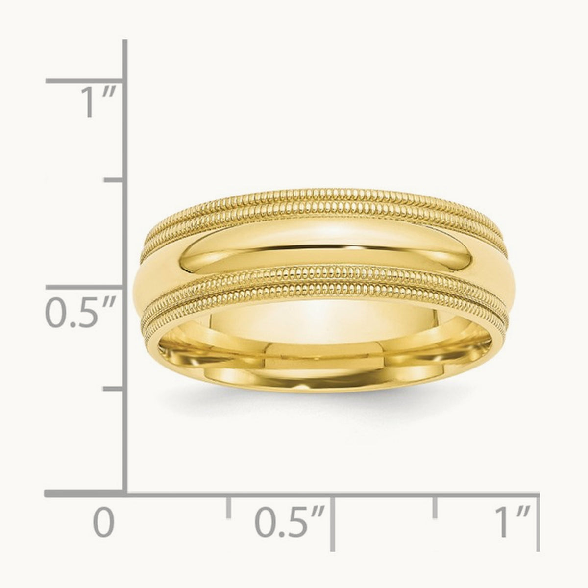 Double Milgrain Comfort Fit Band, 7mm, 10K Yellow Gold