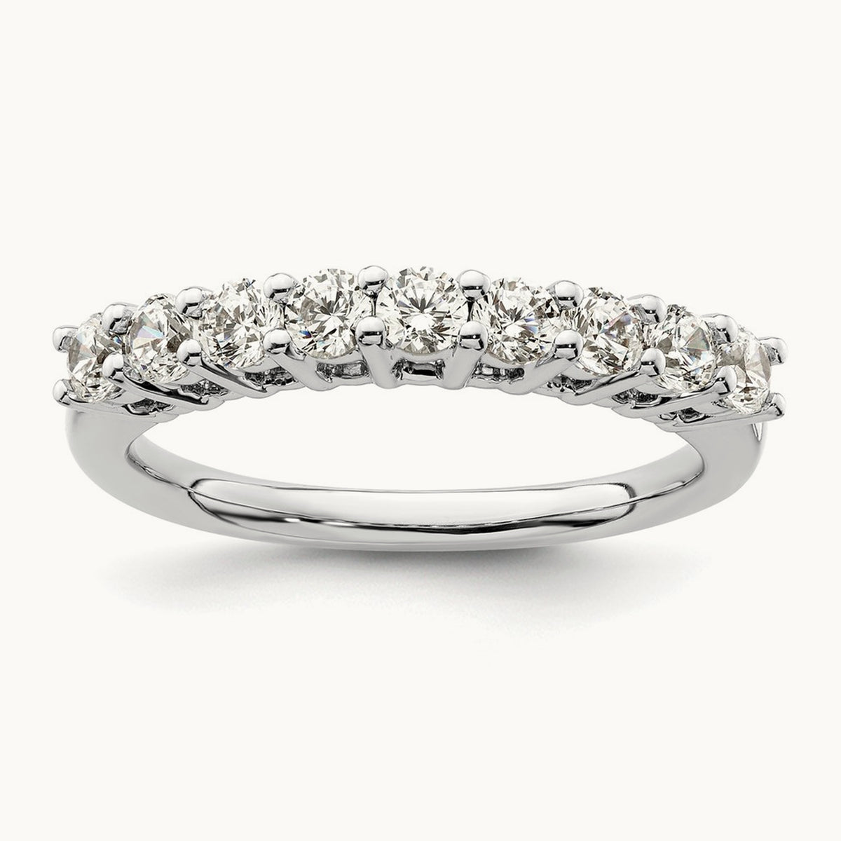 9-Stone Diamond Band, 14K White Gold