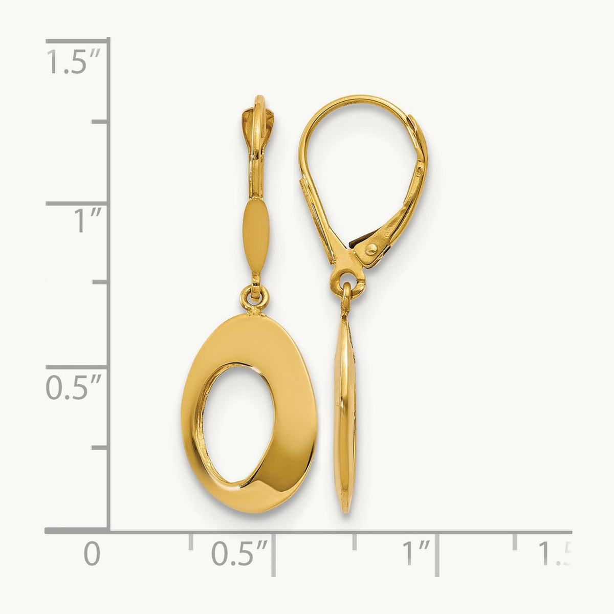 Polished Hollow Circles Leverback Earrings, 14K — Leslie's