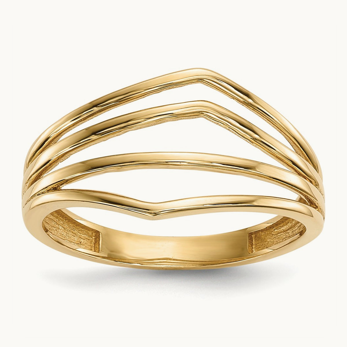 Polished 4-Bar Ring — 14K Yellow Gold, 7